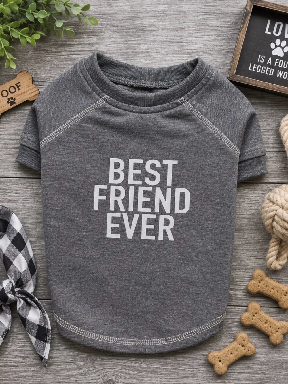 Best Friend Ever Gray Dog Shirt | Cute Dog, Puppy, Pet T-Shirt Outfit | Size: M